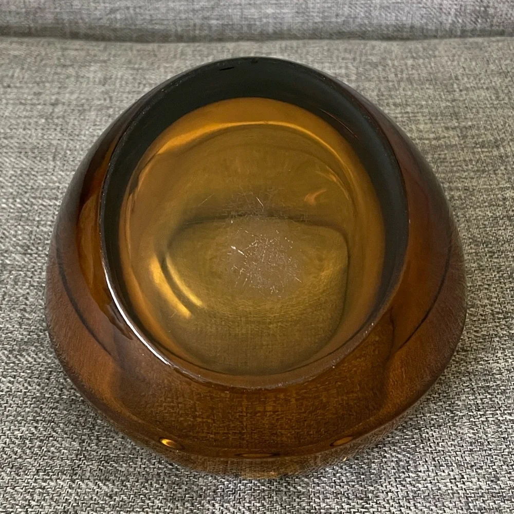 Vintage Large Viking Amber Orb Ashtray